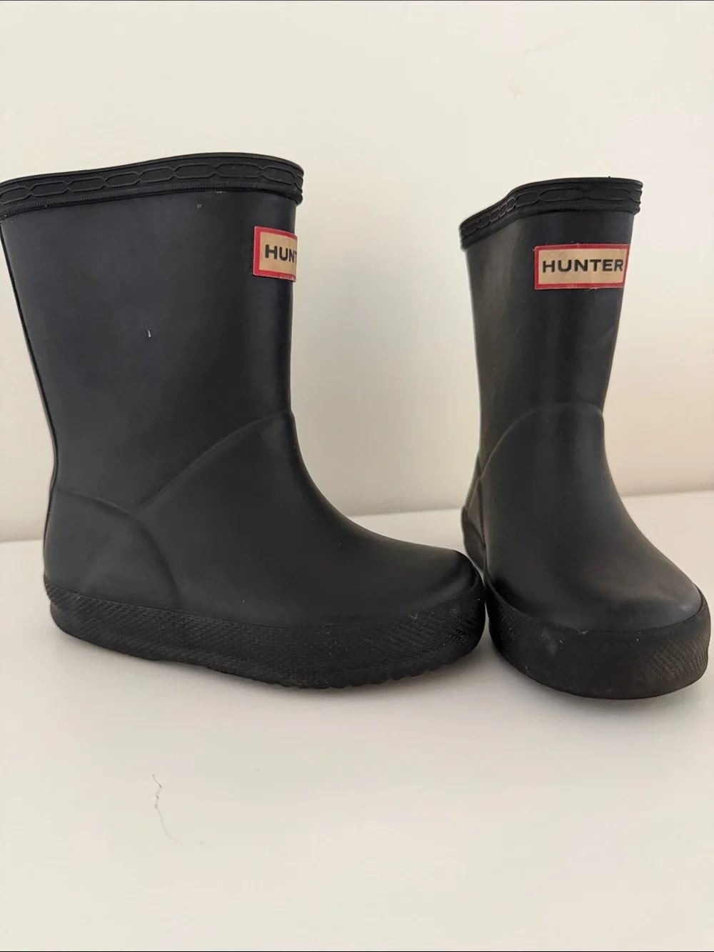 Hunter Matte Black Mid-Calf Rubber Boots with Logo Patch